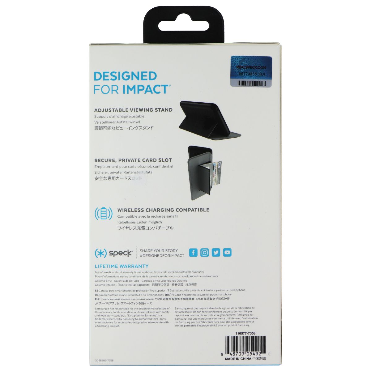 Speck Presidio Folio for Samsung Galaxy S9+ (Plus) - Heathered Black/Slate Gray Cell Phone - Cases, Covers & Skins Speck - Simple Cell Bulk Wholesale Pricing - USA Seller