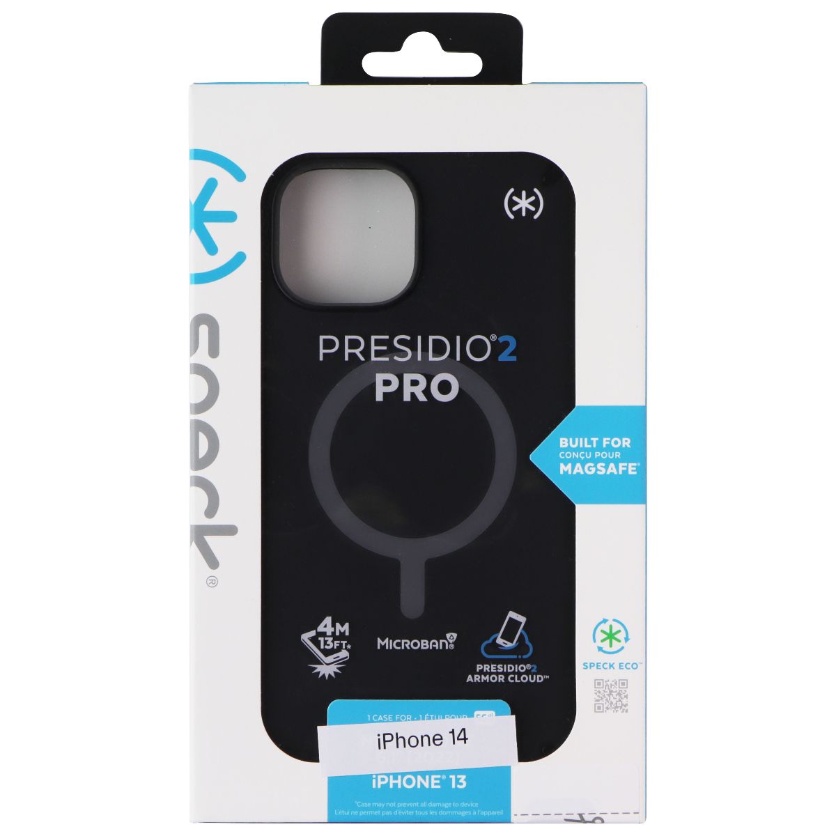 Speck Presidio2 Pro for MagSafe for Apple iPhone 14 - Black / White Cell Phone - Cases, Covers & Skins Speck - Simple Cell Bulk Wholesale Pricing - USA Seller