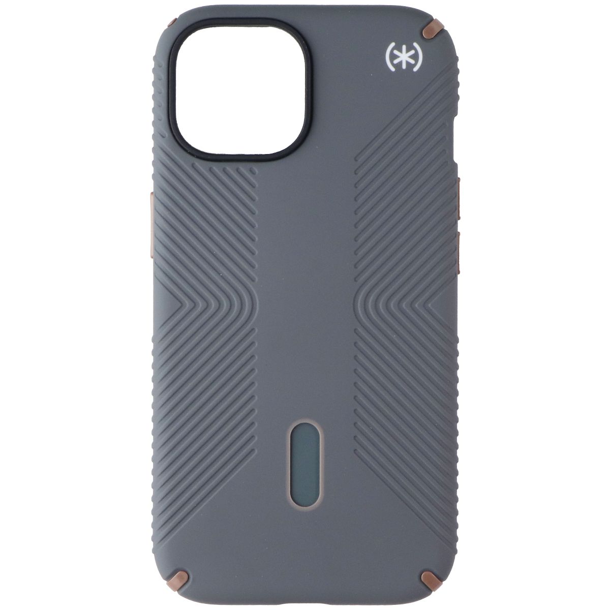 Speck Presidio2 Grip Case for MagSafe iPhone 15 - Charcoal Gray / Bronze / White