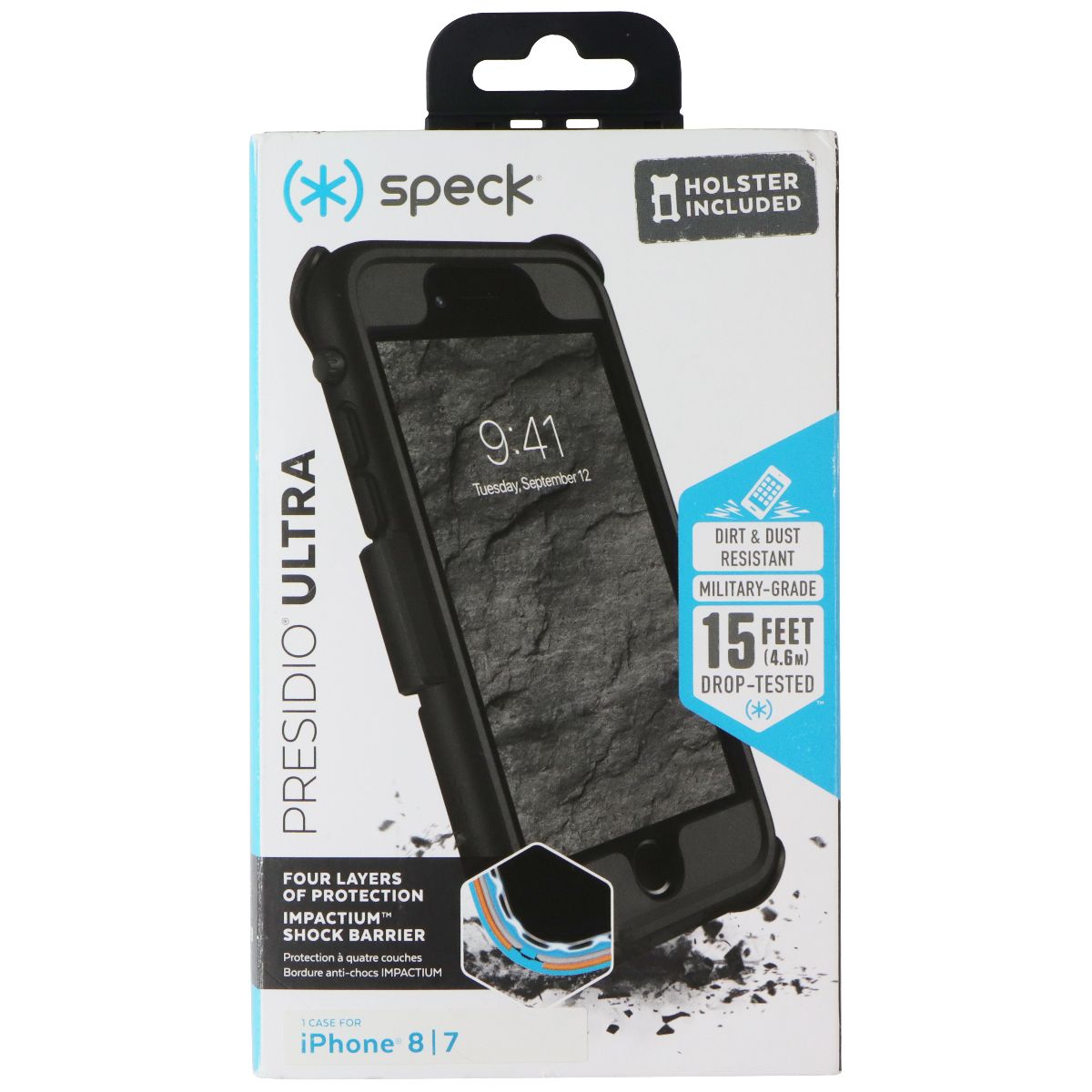 Speck Presidio Ultra Case + Holster for Apple iPhone 8/7 - Black Cell Phone - Cases, Covers & Skins Speck - Simple Cell Bulk Wholesale Pricing - USA Seller