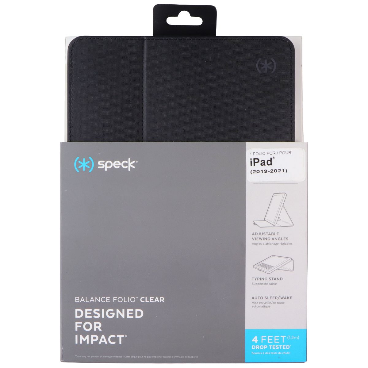 Speck BalanceFolio Clear Case for Apple iPad 10.2-inch (2019-2021) - Black/Clear iPad/Tablet Accessories - Cases, Covers, Keyboard Folios Speck - Simple Cell Bulk Wholesale Pricing - USA Seller