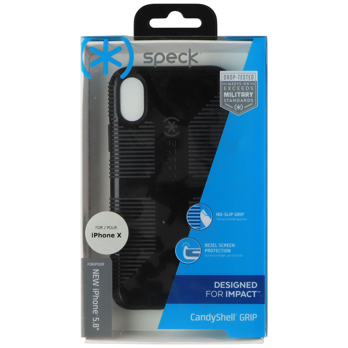 Speck CandyShell GRIP Series Case for Apple iPhone Xs/X - Black/Gray Cell Phone - Cases, Covers & Skins Speck - Simple Cell Bulk Wholesale Pricing - USA Seller