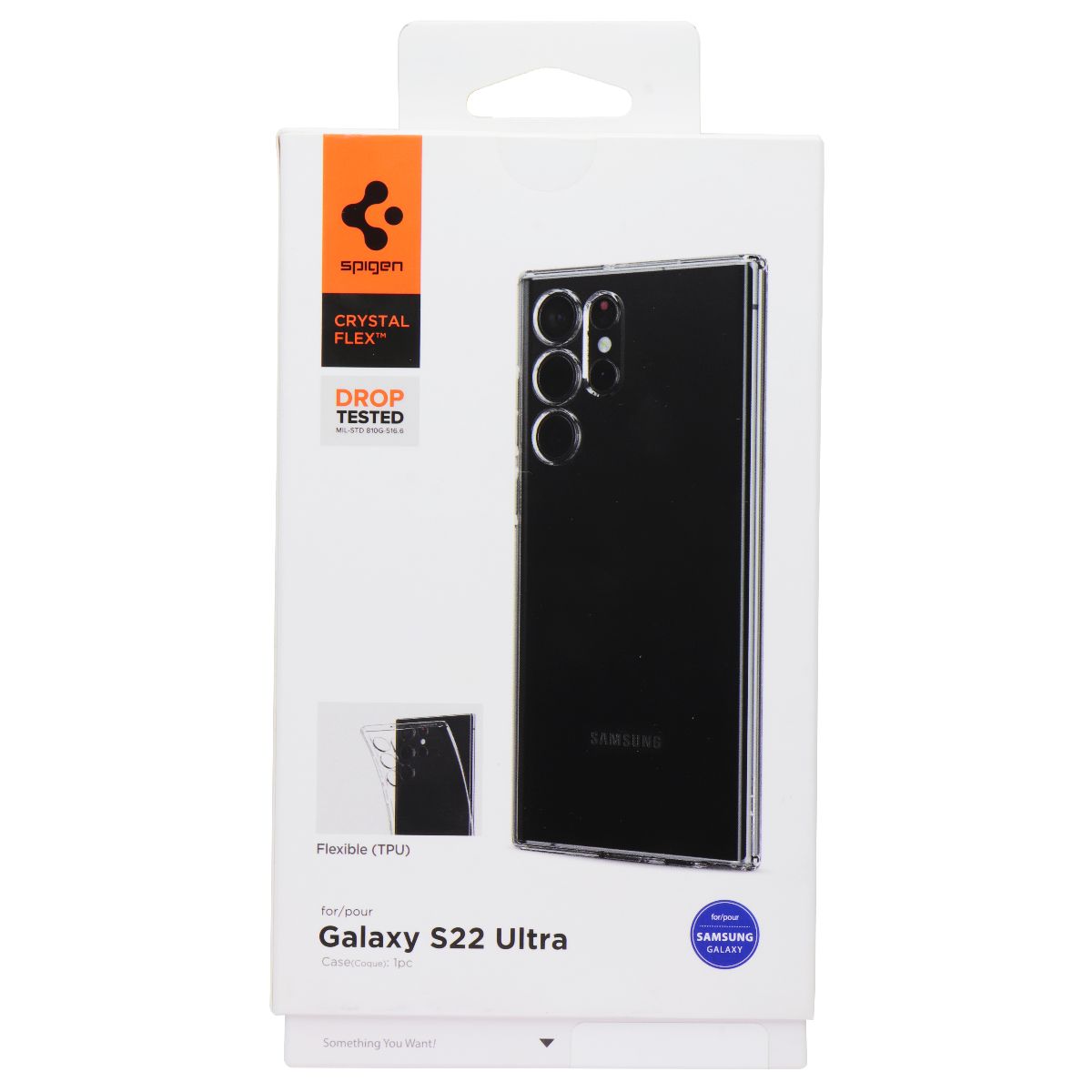 Spigen Crystal Flex Series Case for Samsung Galaxy S22 Ultra - Clear Cell Phone - Cases, Covers & Skins Spigen    - Simple Cell Bulk Wholesale Pricing - USA Seller