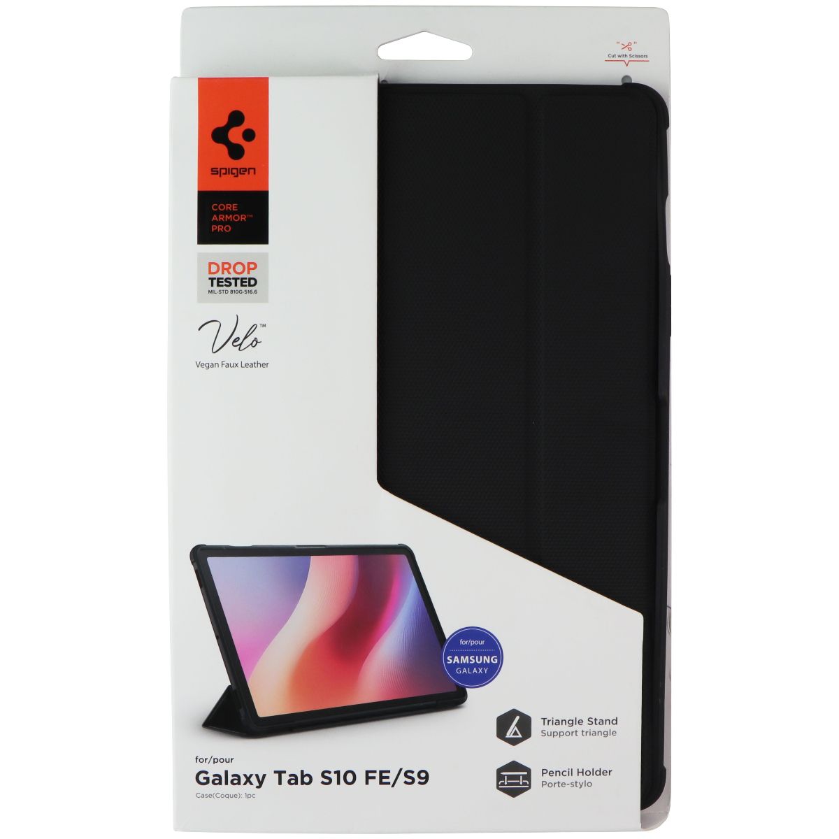 Spigen Core Armor Pro Folio Case for Samsung Galaxy Tab S10 FE / S9 - Black iPad/Tablet Accessories - Cases, Covers, Keyboard Folios Spigen - Simple Cell Bulk Wholesale Pricing - USA Seller