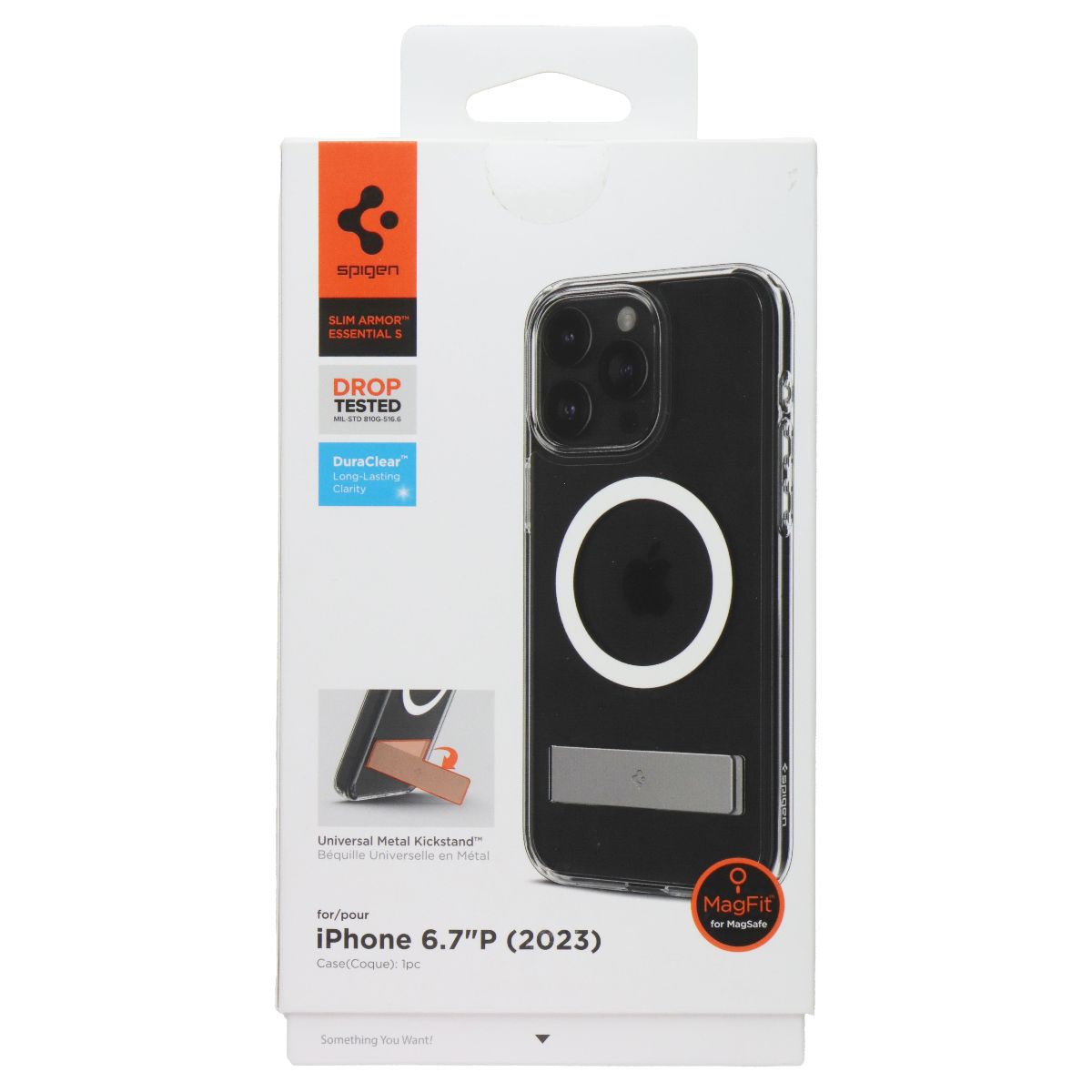 Spigen Slim Armor Essential S Kickstand Case for Apple iPhone 15 Pro Max - Clear Cell Phone - Cases, Covers & Skins Spigen - Simple Cell Bulk Wholesale Pricing - USA Seller