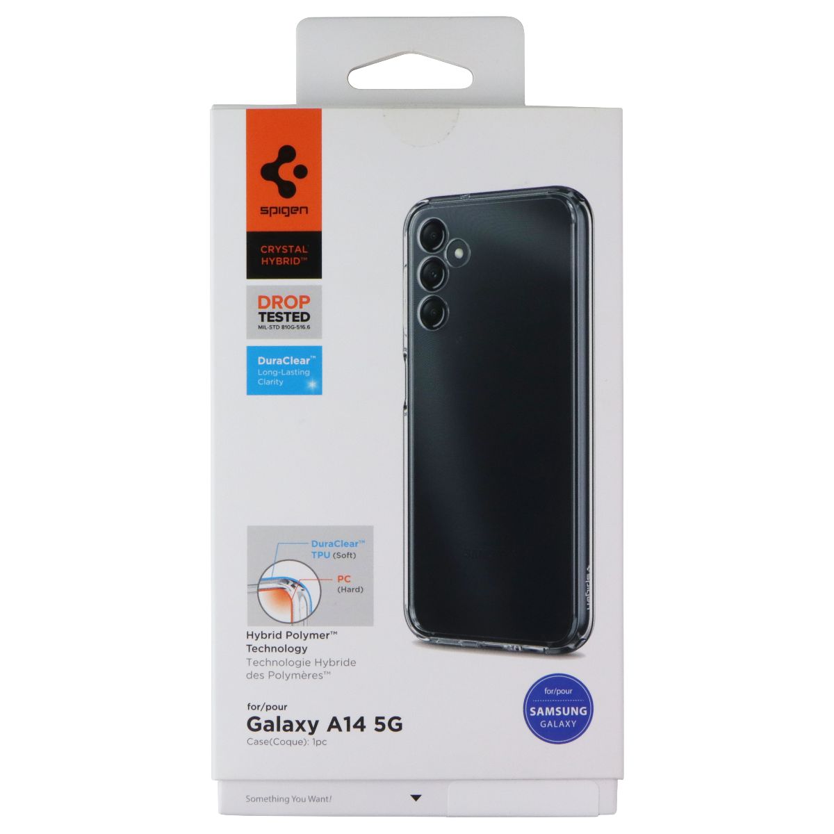 Spigen Crystal Hybrid Series Case for Samsung Galaxy A14 (5G) - Crystal Clear Cell Phone - Cases, Covers & Skins Spigen - Simple Cell Bulk Wholesale Pricing - USA Seller