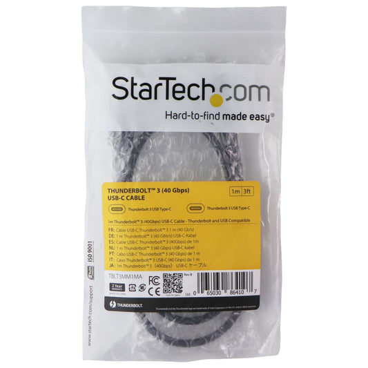 StarTech (1 M / 3 FT) Thunderbolt 3 (40 Gbps) USB-C Cable - Black (TBLT3MM1MA) Cell Phone - Cables & Adapters StarTech - Simple Cell Bulk Wholesale Pricing - USA Seller