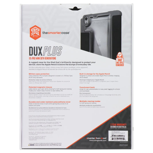 STM Dux Plus Rugged Case/Stand for Apple iPad Mini (6th Gen) - Black/Clear iPad/Tablet Accessories - Cases, Covers, Keyboard Folios STM - Simple Cell Bulk Wholesale Pricing - USA Seller