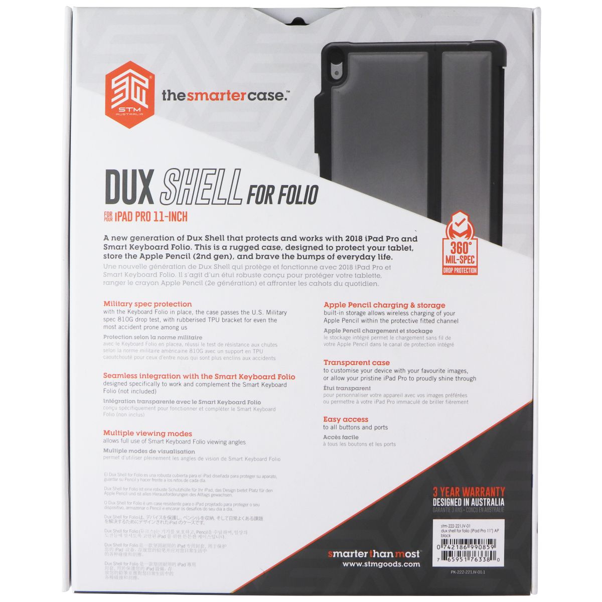 STM Dux Shell Folio Case for Apple iPad Pro 11-inch (2018) - Black iPad/Tablet Accessories - Cases, Covers, Keyboard Folios STM - Simple Cell Bulk Wholesale Pricing - USA Seller