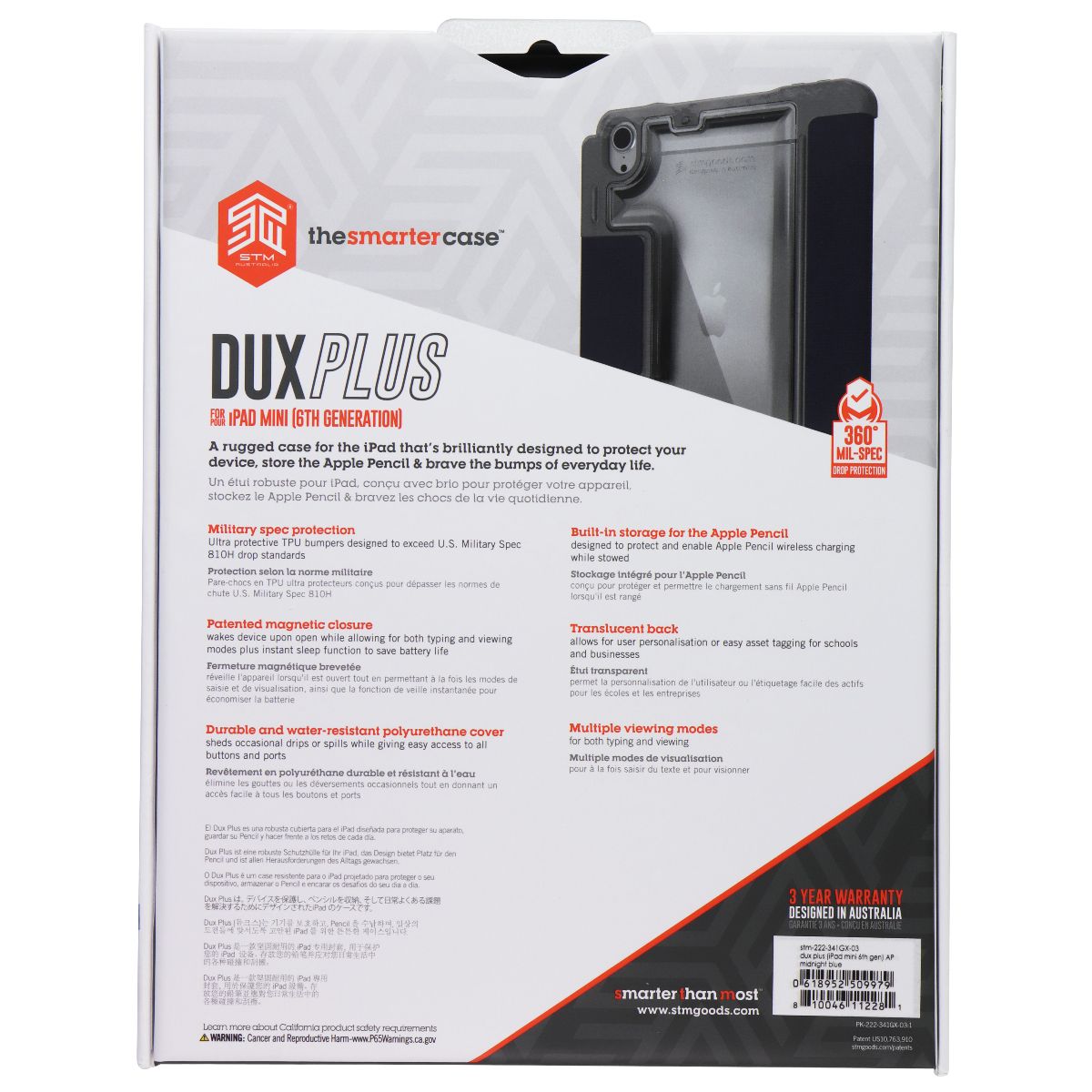 STM Dux Plus Series Case for Apple iPad mini (6th Gen) - Black/Gray iPad/Tablet Accessories - Cases, Covers, Keyboard Folios STM Australia - Simple Cell Bulk Wholesale Pricing - USA Seller