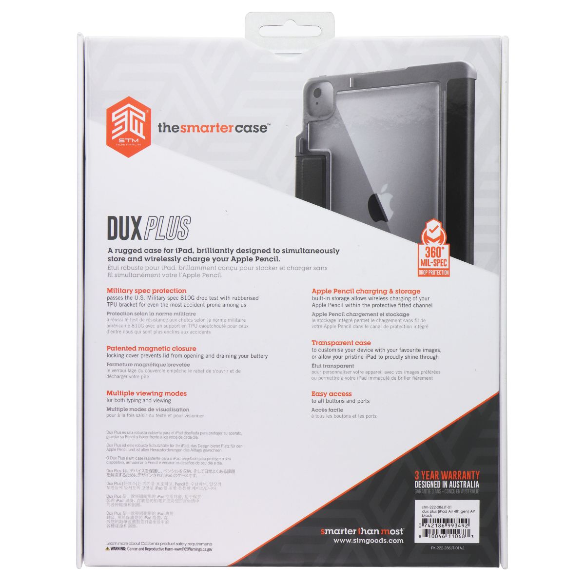 STM Dux Plus Folio Case for Apple iPad Air 5th/4th/M2 6th Gen (2024) - Black iPad/Tablet Accessories - Cases, Covers, Keyboard Folios STM - Simple Cell Bulk Wholesale Pricing - USA Seller