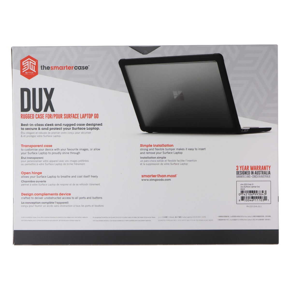 STM DUX Series Rugged Case for Microsoft Surface Laptop Go / Go 2 - Black Computer Accessories - Laptop Cases & Bags STM Australia - Simple Cell Bulk Wholesale Pricing - USA Seller