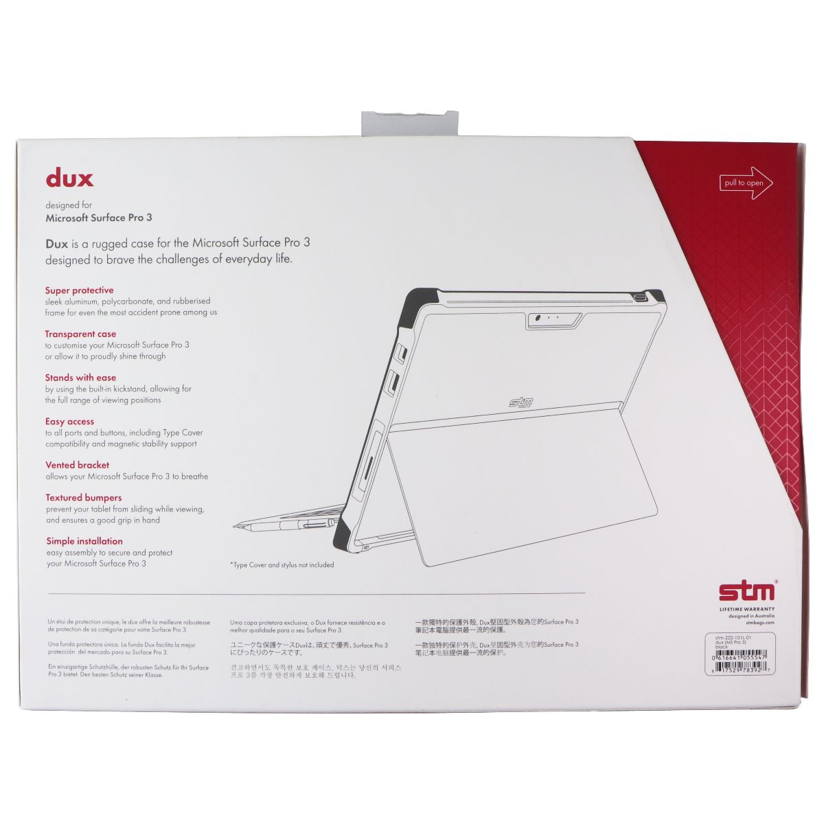 STM Dux Rugged Series Stand Case for Microsoft Surface Pro 3 - Black/Clear iPad/Tablet Accessories - Cases, Covers, Keyboard Folios STM - Simple Cell Bulk Wholesale Pricing - USA Seller