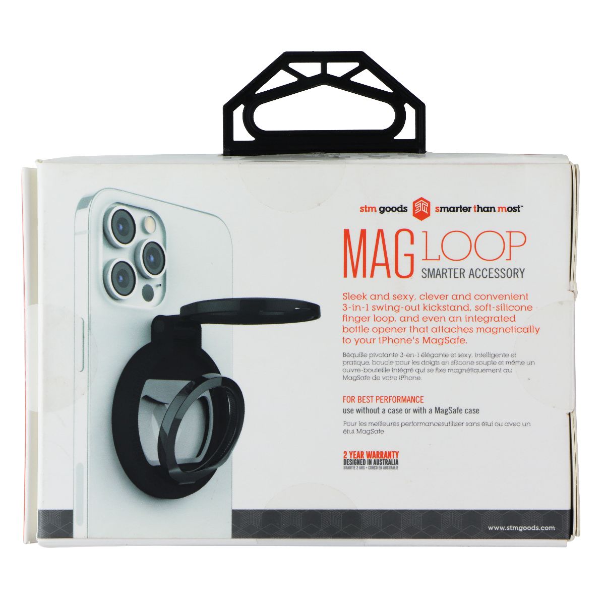 STM Mag Loop 3-in-1 – Finger Loop Grip, Kickstand and Bottle Opener - Black Cell Phone - Other Accessories STM - Simple Cell Bulk Wholesale Pricing - USA Seller