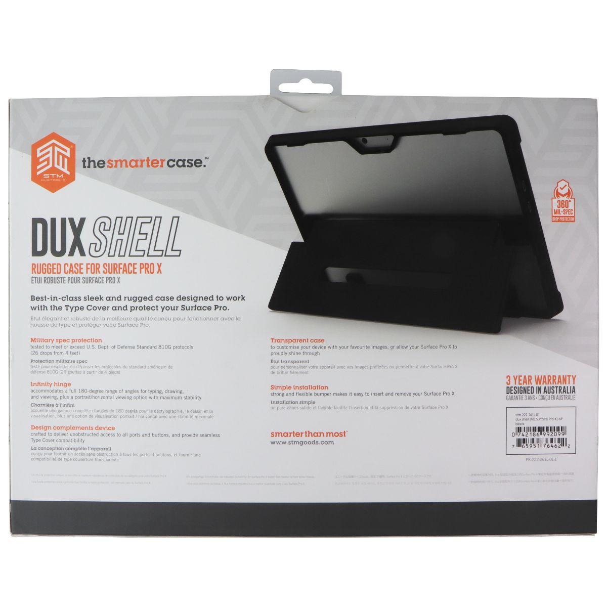 STM DUX Shell Rugged Case for Microsoft Surface Pro X (2020/2019) - Black/Clear iPad/Tablet Accessories - Cases, Covers, Keyboard Folios STM Australia - Simple Cell Bulk Wholesale Pricing - USA Seller