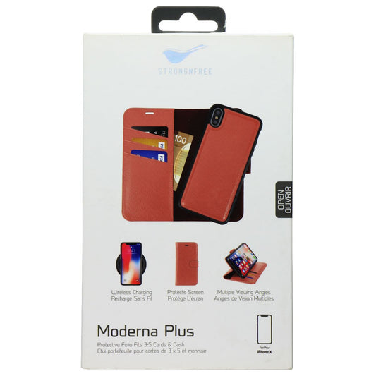 StrongNFree Moderna Plus Series Wallet Case for iPhone Xs and X - Dusty Red Cell Phone - Cases, Covers & Skins StrongNFree    - Simple Cell Bulk Wholesale Pricing - USA Seller