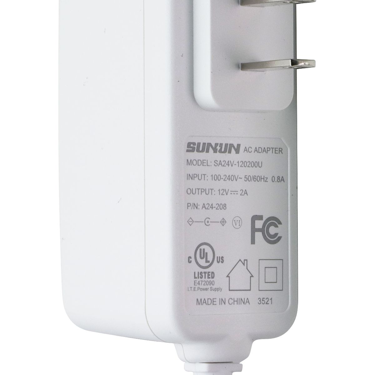 SUNUN AC Power Adapter - 12V / 2A - White (SA24V-120200U) Multipurpose Batteries & Power - Multipurpose AC to DC Adapters SUNUN - Simple Cell Bulk Wholesale Pricing - USA Seller
