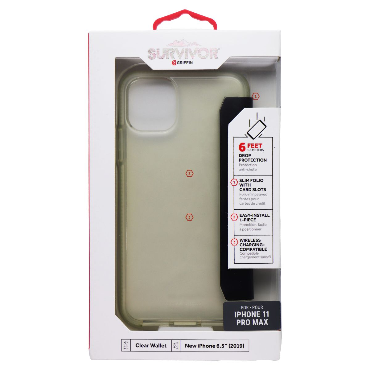 Griffin Survivor Clear Wallet Case for Apple iPhone 11 Pro Max - Clear/Black