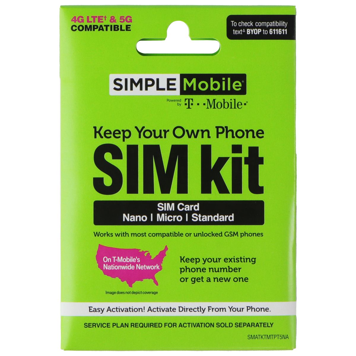Simple Mobile T-Mobile SIM Card Kit for Smartphones (Nano/Micro/Standard) Phone Cards & SIM Cards T-Mobile - Simple Cell Bulk Wholesale Pricing - USA Seller