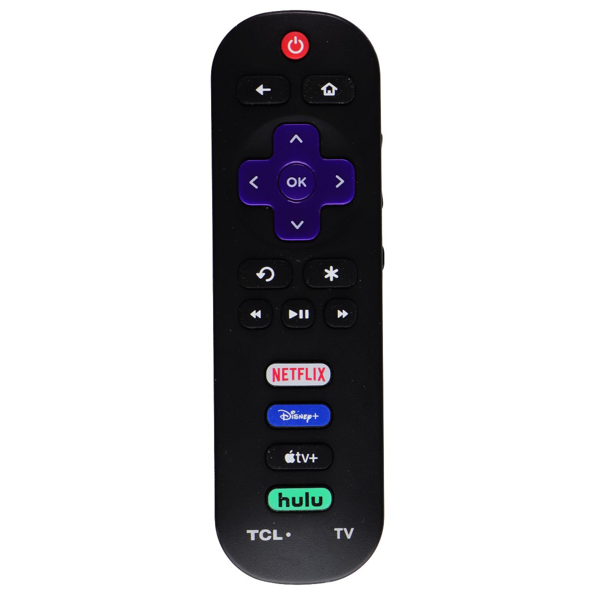 Replacement TCL Remote Netflix/ Disney+/ Apple TV+/ Hulu - Black TV, Video & Audio Accessories - Remote Controls TCL - Simple Cell Bulk Wholesale Pricing - USA Seller