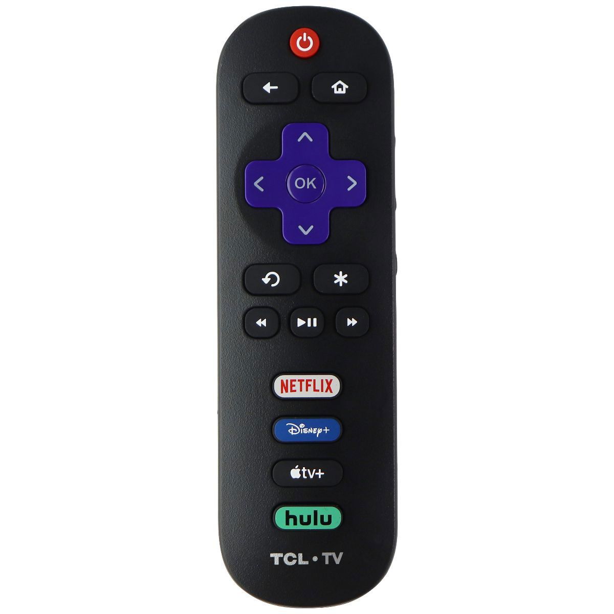 TCL Roku TV Remote with Netflix/Disney+/AppleTV+/Hulu Shortcuts - Black TV, Video & Audio Accessories - Remote Controls TCL - Simple Cell Bulk Wholesale Pricing - USA Seller