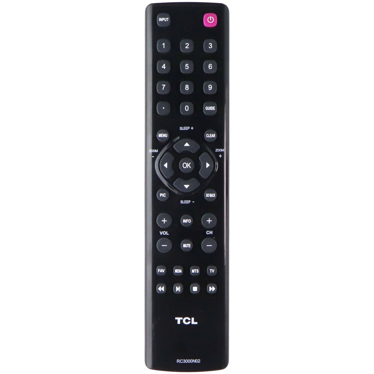 TCL (RC3000N02) Replacement Remote Control - Black TV, Video & Audio Accessories - Remote Controls TCL - Simple Cell Bulk Wholesale Pricing - USA Seller
