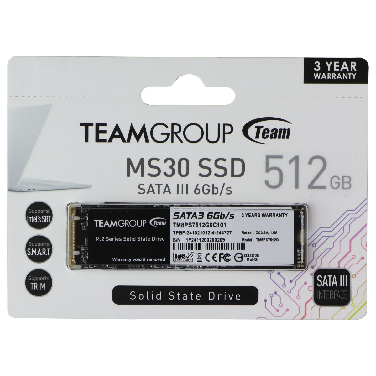 TeamGroup (512GB) MS30 M.2 Solid State Drive Internal SATA III 6Gb/s Digital Storage - Solid State Drives TeamGroup - Simple Cell Bulk Wholesale Pricing - USA Seller