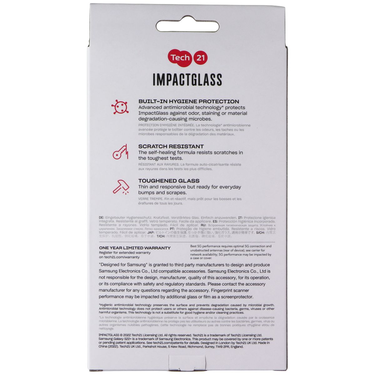 Tech21 ImpactGlass Series Screen Protector for Samsung Galaxy (S22+) - Clear Cell Phone - Screen Protectors Tech21 - Simple Cell Bulk Wholesale Pricing - USA Seller