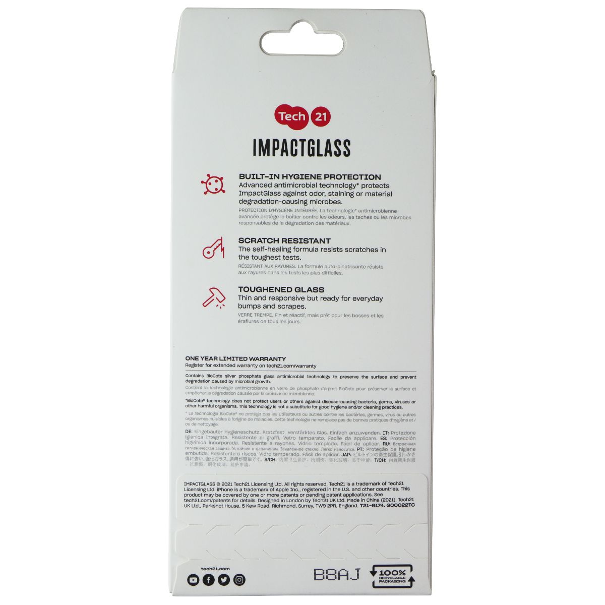 Tech21 Impact Glass Screen Protector for Apple iPhone 13 Pro Max Cell Phone - Screen Protectors Tech21 - Simple Cell Bulk Wholesale Pricing - USA Seller