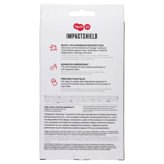 Tech21 ImpactShield Screen Protector for Samsung Galaxy S22 Ultra Cell Phone - Screen Protectors Tech21 - Simple Cell Bulk Wholesale Pricing - USA Seller