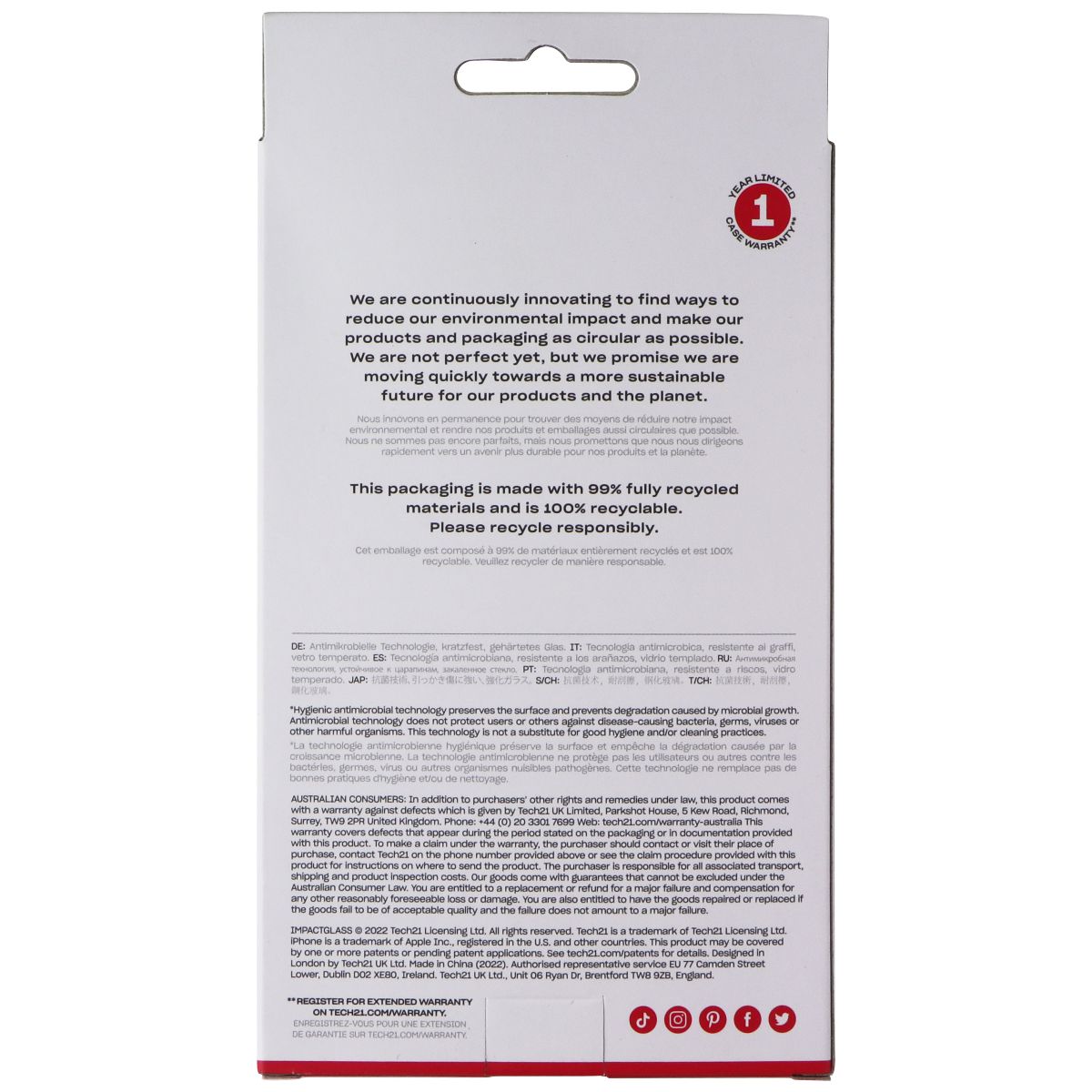 Tech21 Impact Glass Series Case for Apple iPhone 14 Pro - Clear