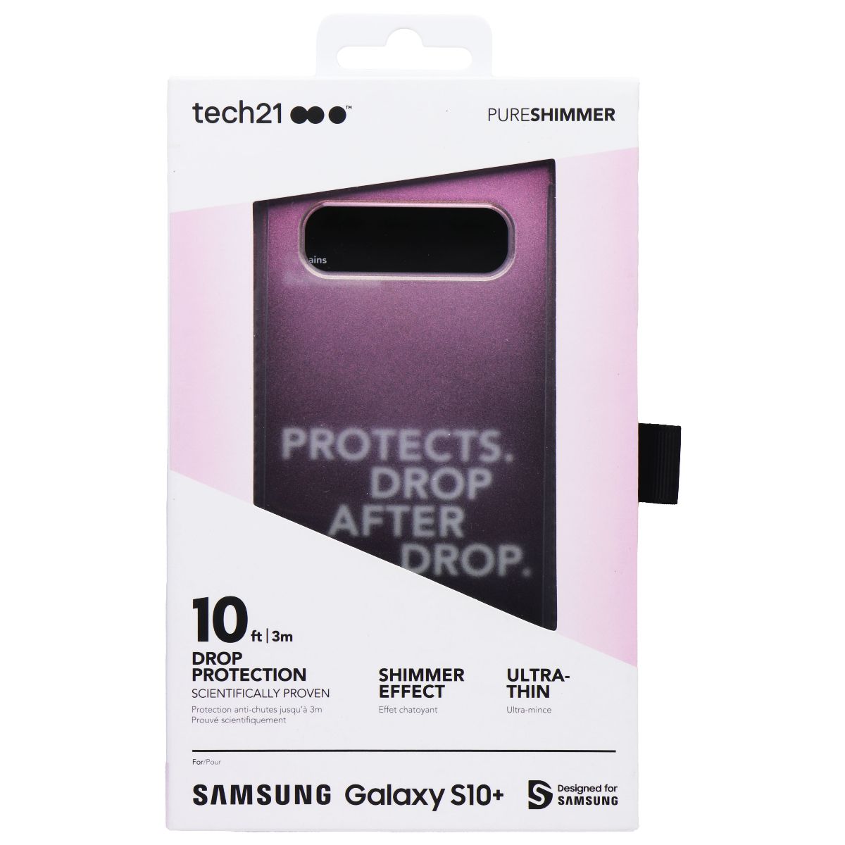 Tech21 PureShimmer Series Hard Case for Samsung Galaxy (S10+) - Pink Shimmer Cell Phone - Cases, Covers & Skins Tech21 - Simple Cell Bulk Wholesale Pricing - USA Seller