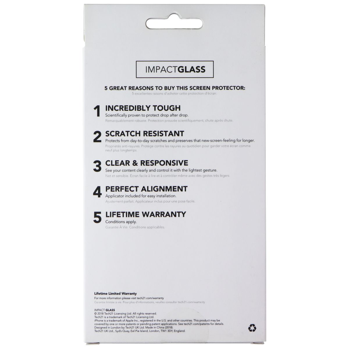 Tech21 Impact Glass Screen Protector for Apple iPhone Xs Max Cell Phone - Screen Protectors Tech21 - Simple Cell Bulk Wholesale Pricing - USA Seller