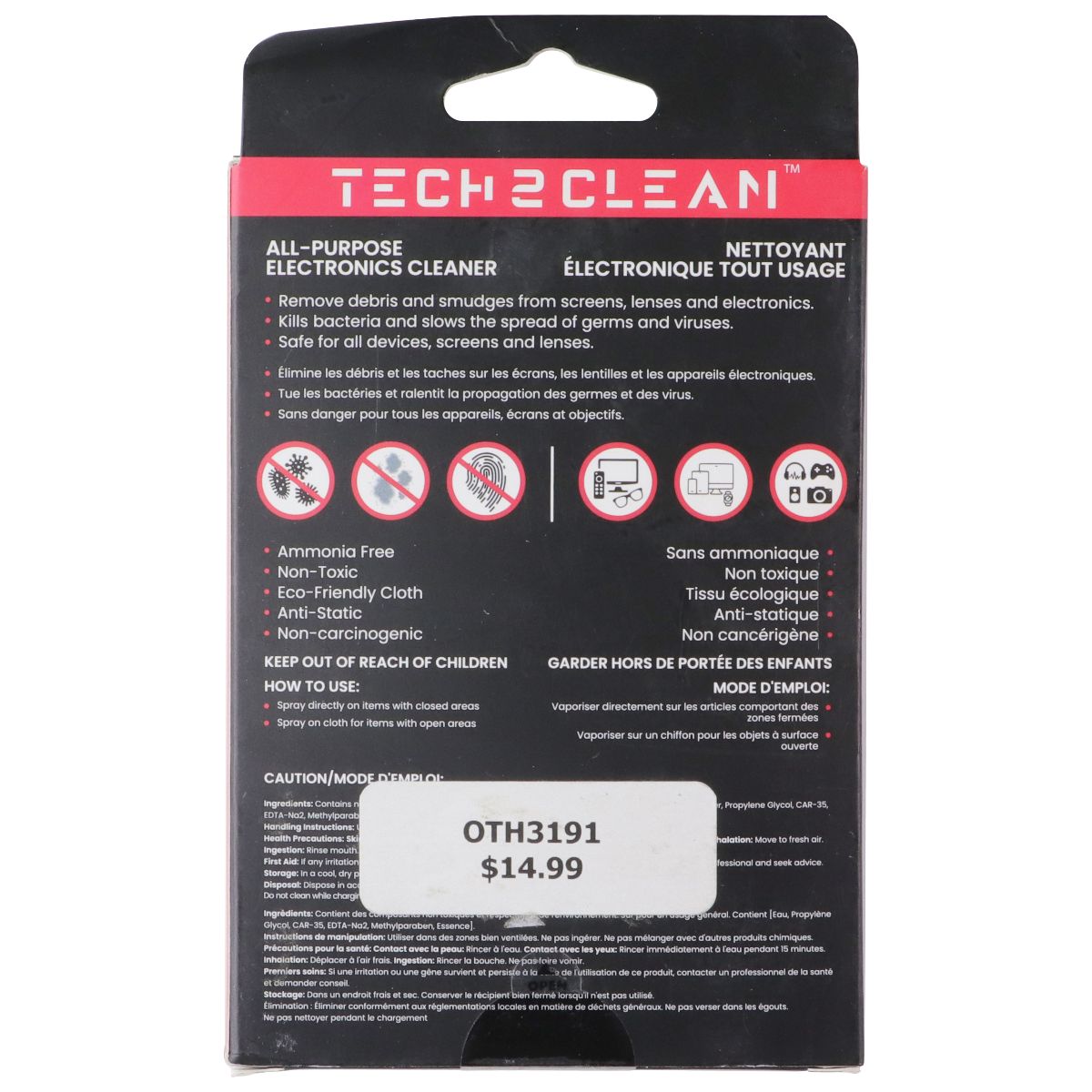 Tech2Clean 60ml All Purpose Electronics Cleaner and Cloth