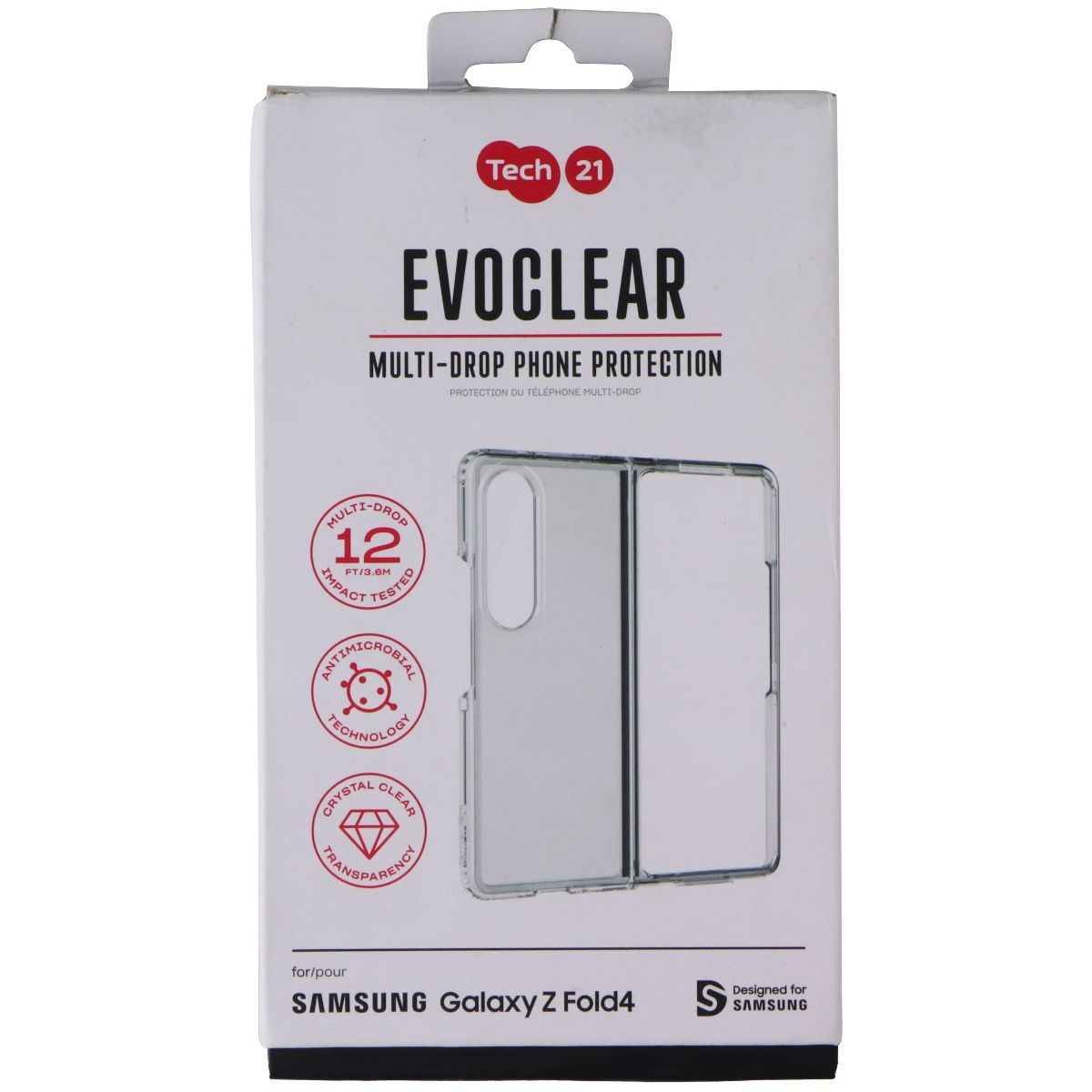 Tech21 EvoClear Series 2-Piece Case for Samsung Galaxy Z Fold4 - Clear Cell Phone - Cases, Covers & Skins Tech21 - Simple Cell Bulk Wholesale Pricing - USA Seller