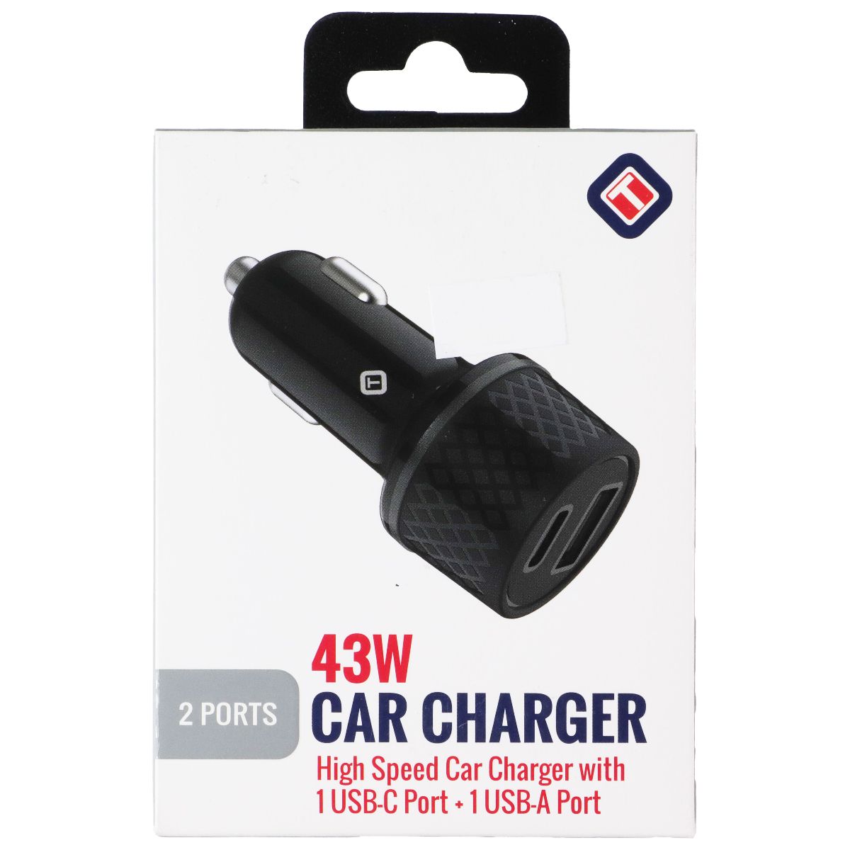 TEKYA 43W Dual Port (USB-A + USB-C) Car Charger - Black