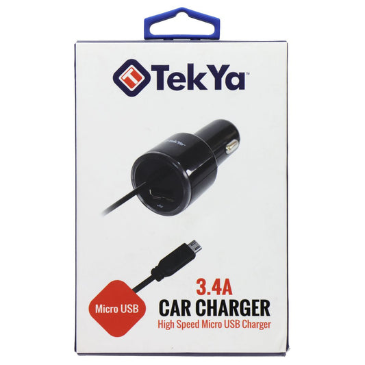 TekYa 3.4A High Speed Micro-USB Car Charger with Extra USB Port - Black Cell Phone - Chargers & Cradles TekYa - Simple Cell Bulk Wholesale Pricing - USA Seller