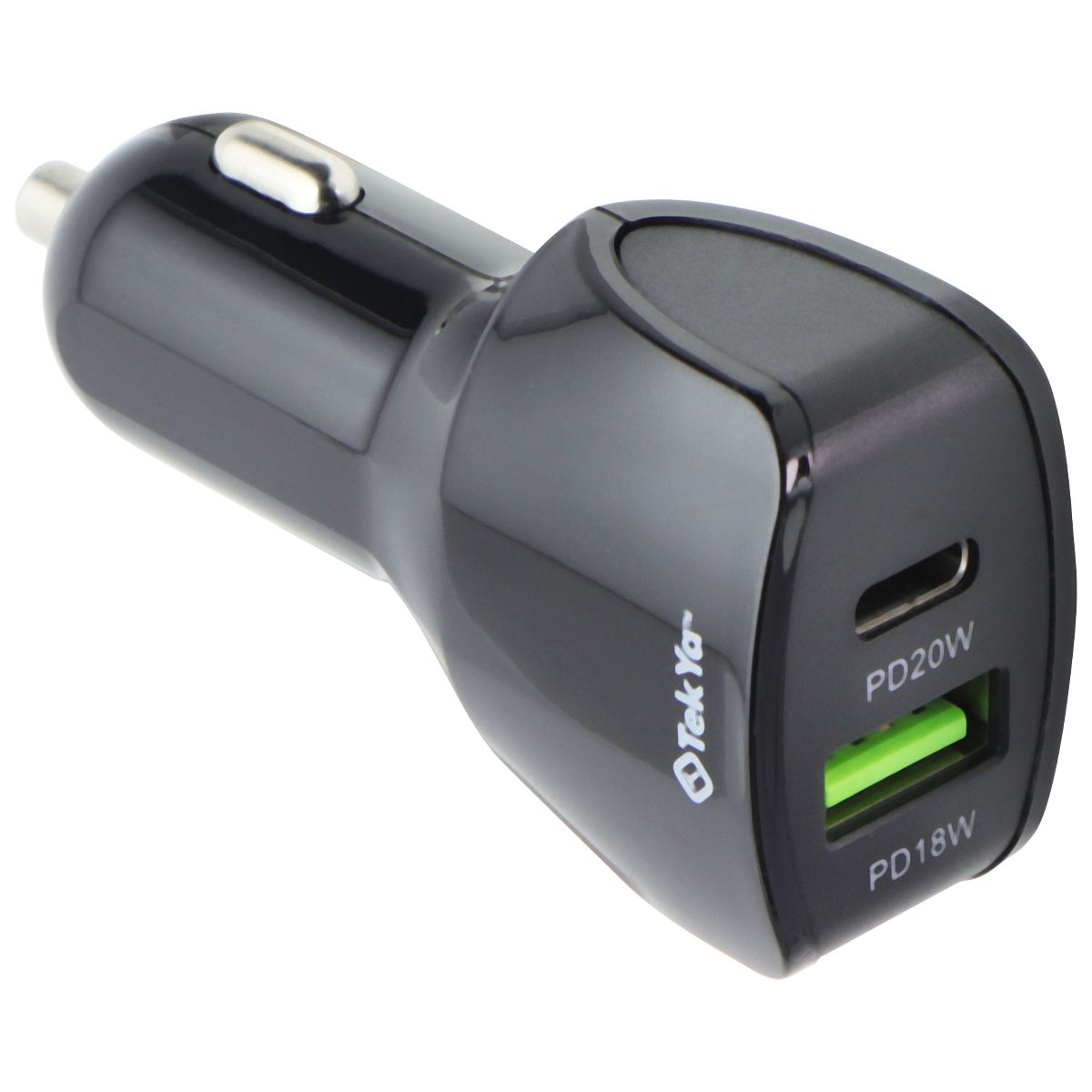 TekYa 38W Dual Port Car Charger Head with USB-C PD - Black Cell Phone - Chargers & Cradles TekYa - Simple Cell Bulk Wholesale Pricing - USA Seller