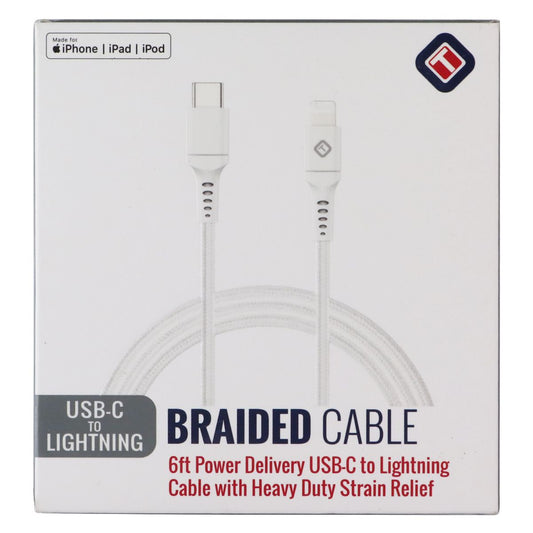 TekYa (6-Foot) Braided Cable - Power Delivery USB-C to Lightning 8-Pin - White