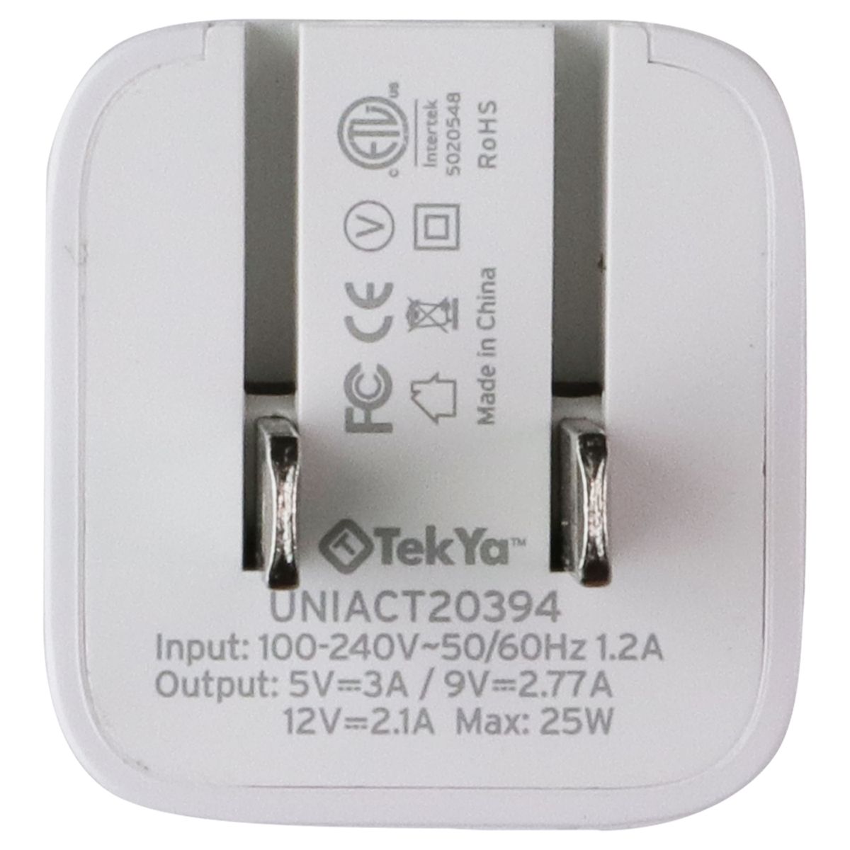 TekYa 25W USB-C Wall Charger for Smartphones/Tablets - White (UNIACT20394) Cell Phone - Chargers & Cradles TekYa - Simple Cell Bulk Wholesale Pricing - USA Seller