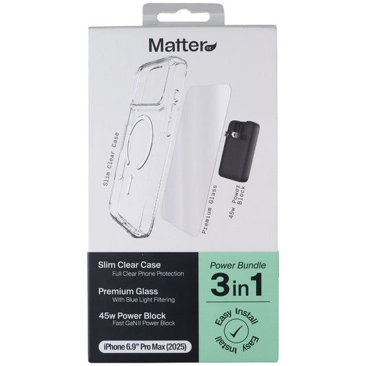 Matter HT 3-in-1 Power Bundle (Case/Glass/Adapter) for iPhone 17 Pro Max - Clear
