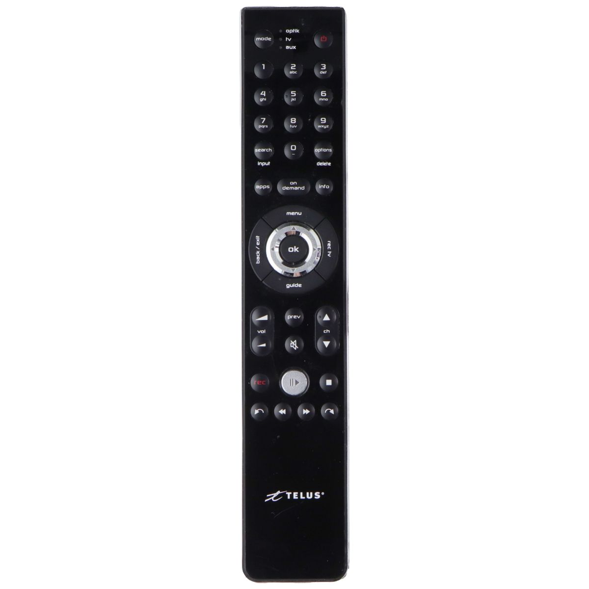 Telus (LR03) Remote Control for Optik TV and Set-Top Boxes - Black/Silver