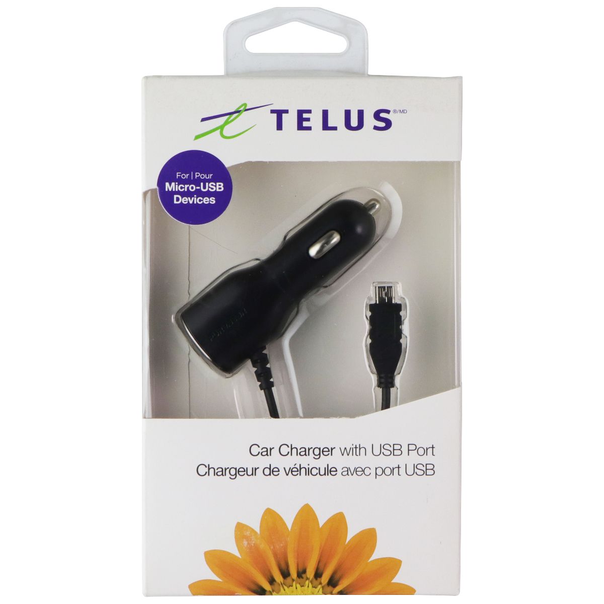 Telus 10W Micro-USB Wired Car Charger with Extra USB Port - Black (G00186PG) Cell Phone - Chargers & Cradles Telus - Simple Cell Bulk Wholesale Pricing - USA Seller