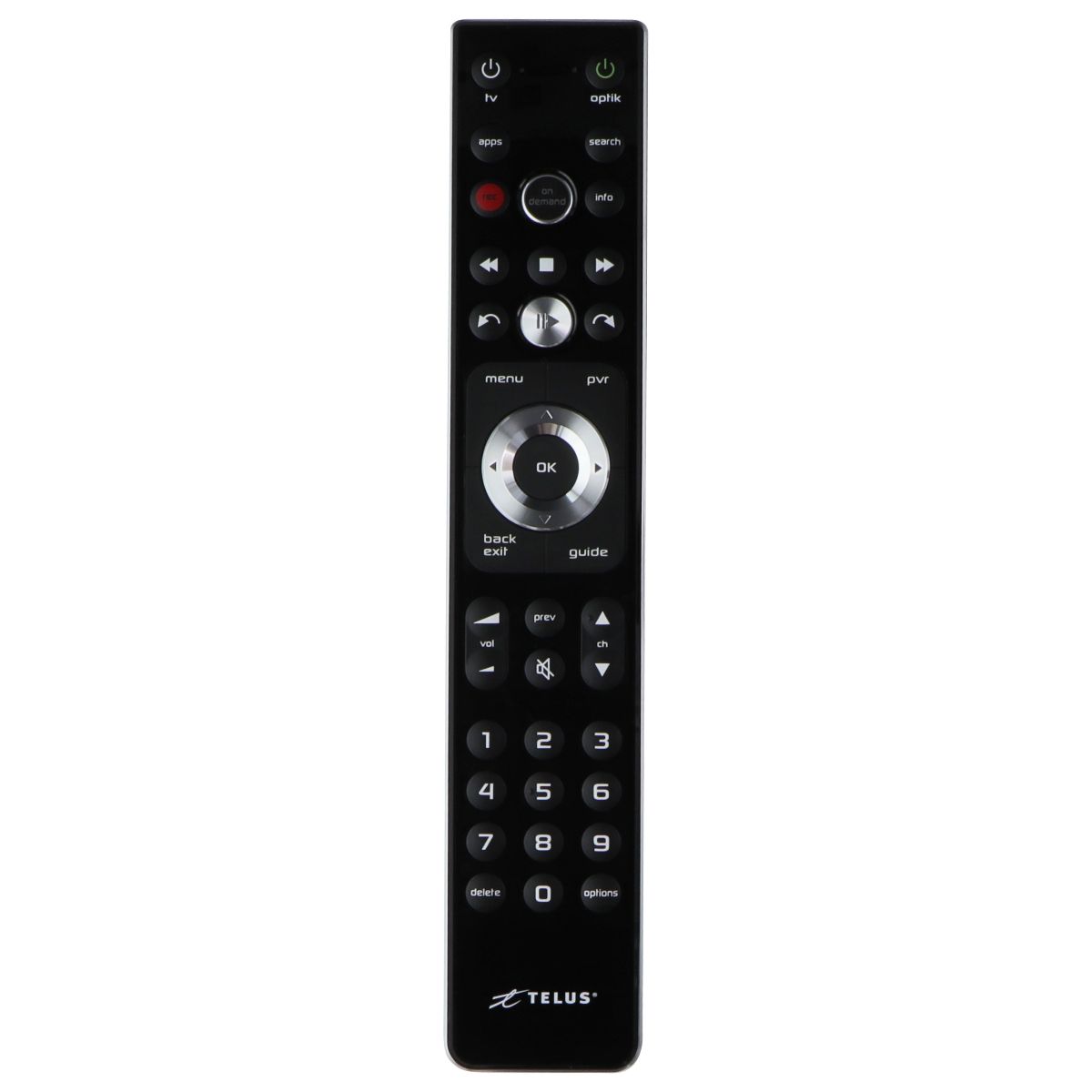 Replacement TELUS Optik TV Slimline Remote Control - Black (2774) TV, Video & Audio Accessories - Remote Controls Telus - Simple Cell Bulk Wholesale Pricing - USA Seller