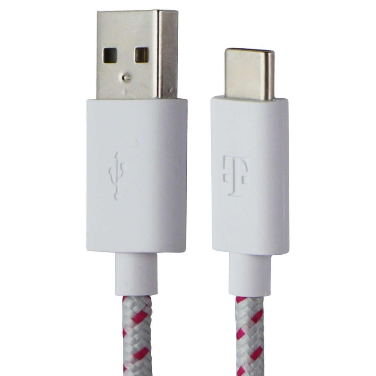 T-Mobile (1m) USB-A to USB-C Braided Charge Cable - Pink / Gray Cell Phone - Cables & Adapters T-Mobile - Simple Cell Bulk Wholesale Pricing - USA Seller