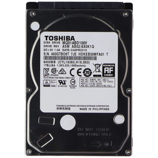 Toshiba 1TB 5400RPM 8MB Cache SATA 3.0Gb/s 2.5 inch Hard Drive (MQ01ABD100V) Digital Storage - Internal Hard Disk Drives, HDD Toshiba - Simple Cell Bulk Wholesale Pricing - USA Seller