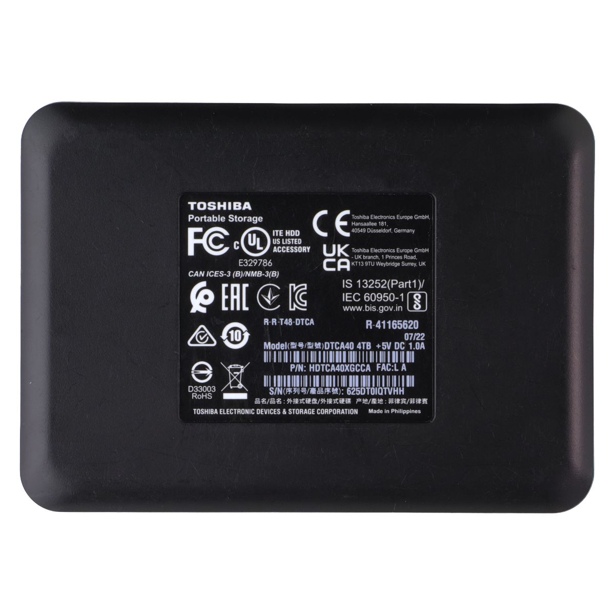 Toshiba Portable Storage 4TB External HDD - Blue (DTCA40)