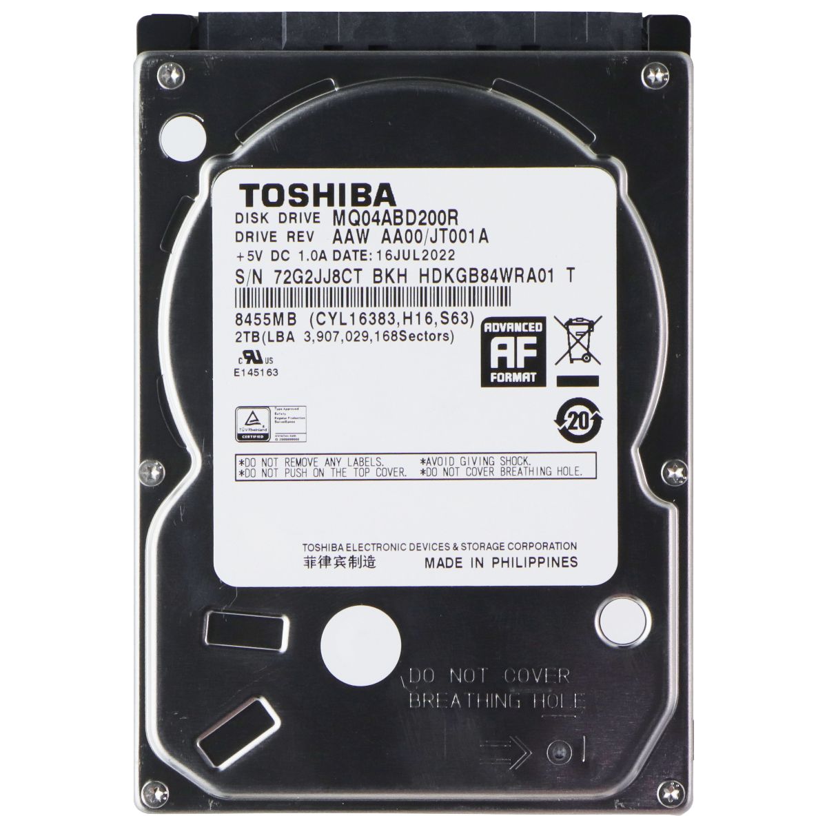 Toshiba MQ04 2TB 5400RPM 2.5-in Internal Hard Drive (MQ04ABD200R) Digital Storage - Internal Hard Disk Drives, HDD Toshiba - Simple Cell Bulk Wholesale Pricing - USA Seller