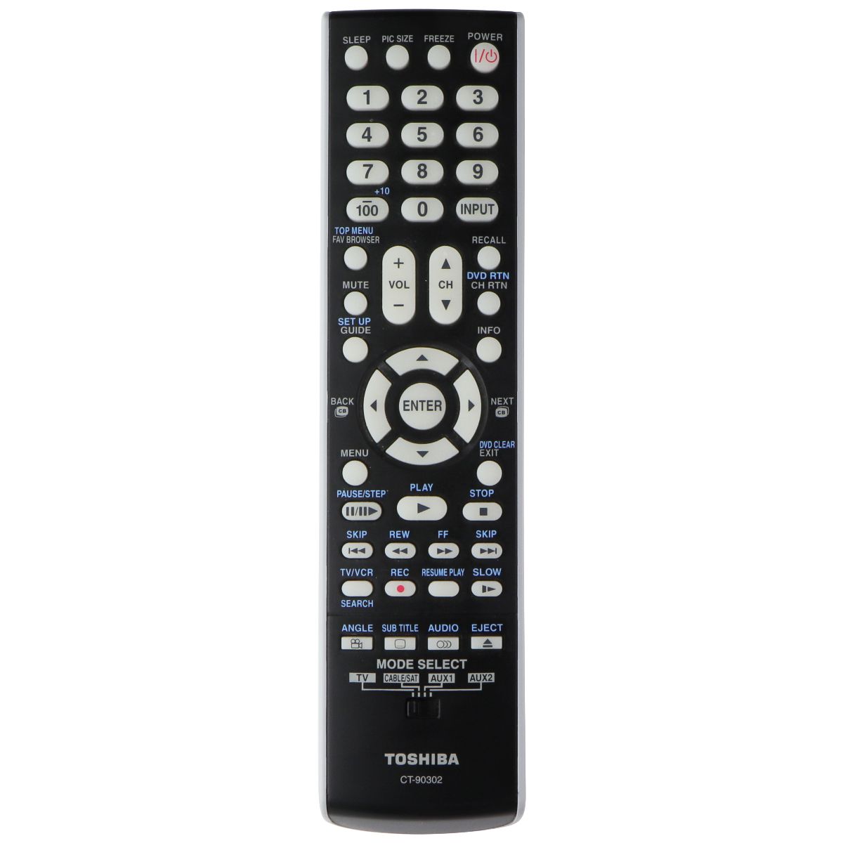 Toshiba OEM Remote Control for Select Toshiba TVs - Black/Gray (CT-90302) TV, Video & Audio Accessories - Remote Controls Toshiba    - Simple Cell Bulk Wholesale Pricing - USA Seller