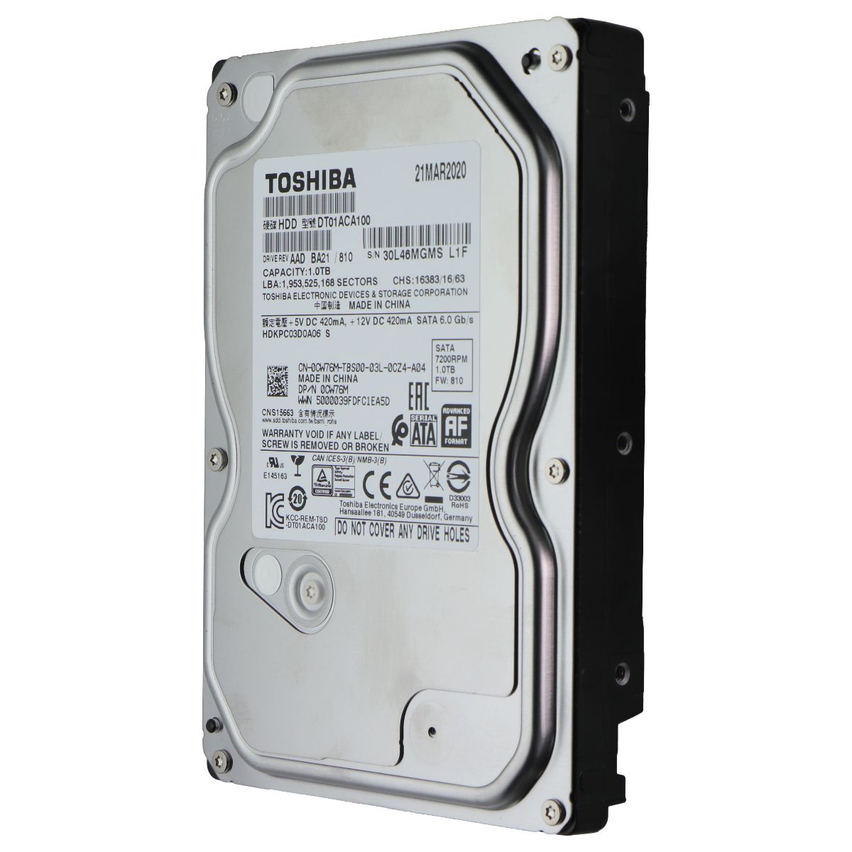 TOSHIBA (1TB) DT01ACA100 Internal Hard Drive HDD - SATA 6.0 GB/s (HDKPC03D0A06) Digital Storage - Internal Hard Disk Drives, HDD Toshiba - Simple Cell Bulk Wholesale Pricing - USA Seller
